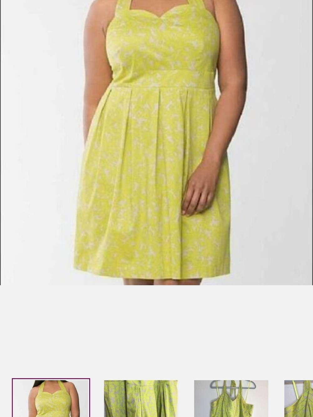 Lane Bryant Yellow Floral Halter Dress